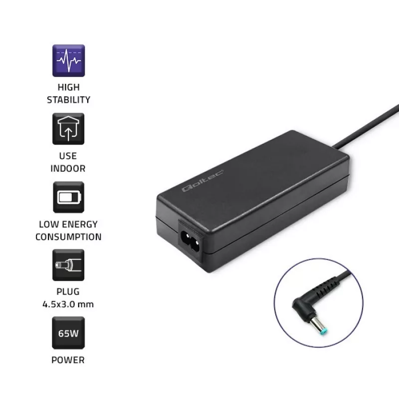 Zasilacz Qoltec 51555 Wewnętrzny 65 W Czarny