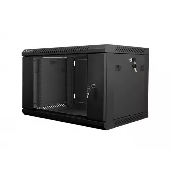 Szafa ścienna LANBERG WF01-6406-10B, 6U, 19 cali, 600×374×450 mm, czarna, 60 kg
