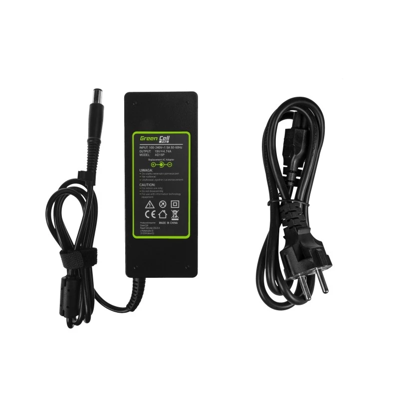 Zasilacz zielony Cell AD15P 90W do laptopów HP, 19V 4,74A, AC-DC, wewnętrzny, kabel 1,2 m, czarny