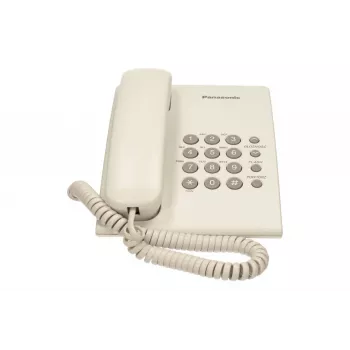 Telefon analogowy Panasonic KX-TS500PDW — 16 przycisków, biały, montaż na biurku/ścianie, książka telefoniczna na 100 wpisów