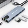 Hub USB-C QOLTEC 53795 5‑w‑1 z PD 100W, 2×USB-A, HDMI 4K, RJ45