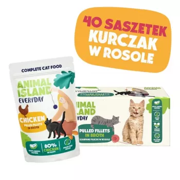 ANIMAL ISLAND kurczak w bulionie monoporcja dla kota 40x85g