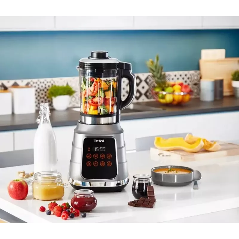 Blender stołowy Tefal BL985A31 — 1300 W, szklany dzbanek 1,75 L + dzbanek Tritan 2 L, 6-skrzydłowe ostrza ze stali nierdzewnej Trip'Ax, blendowanie próżniowe