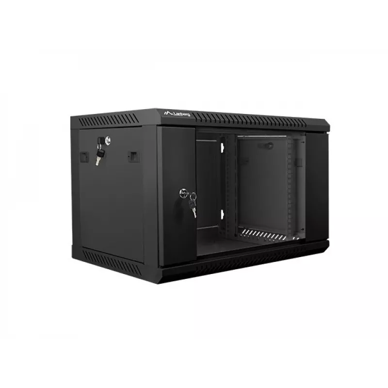 Szafa ścienna LANBERG WF01-6406-10B, 6U, 19 cali, 600×374×450 mm, czarna, 60 kg