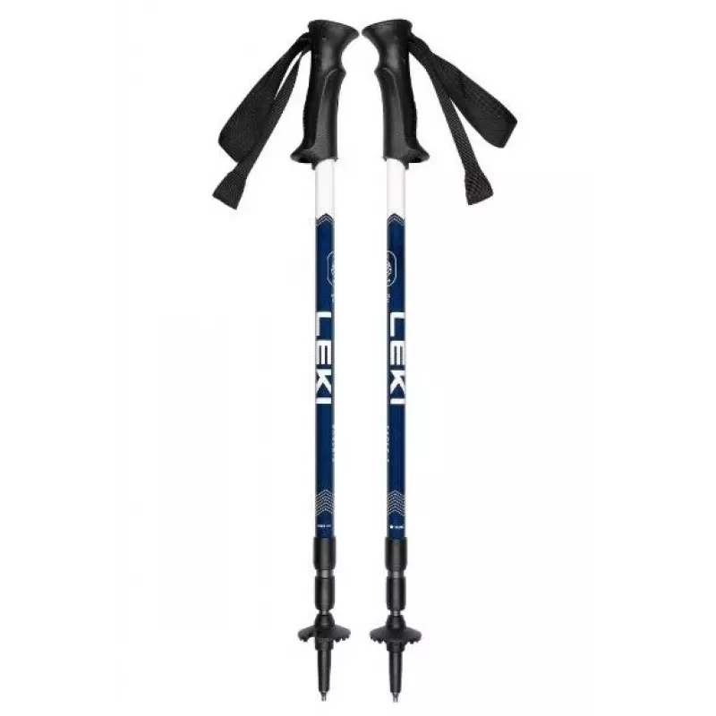 Kijki trekkingowe Leki EAGLE niebiesko-białe regulowane aluminiowe 3-segmentowe 110–145 cm, 270 g