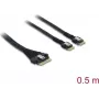 Kabel DELOCK PCIe 4.0 cienki SAS SFF-8654 do 2× SFF-8644 (4i) 0,5 m