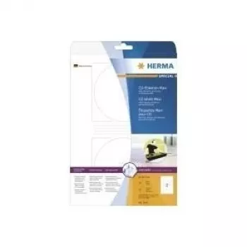 HERMA SuperPrint - Selbstklebende undurchsichtige CD/DVD-Etiketten - weiß - 166 mm rund - 50 Stck. (25 Bogen x 2) (5115)