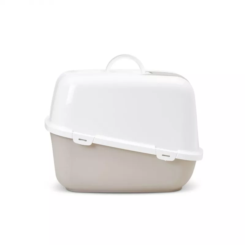 Kryta kuweta dla kota Savic Nestor Jumbo, plastik, 66,5×48,5×46,5 cm, kawowy/biały
