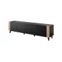 szafka TV FARO 200x42x52 czarny matowy + dąb craft