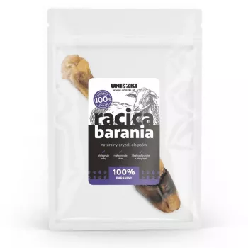 Naturalny gryzak dla psa z tchawicy jagnięcej UNISZKI, pojedyncza sztuka, przysmak dentystyczny 100 g, smak jagnięciny