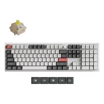 Mechaniczna klawiatura Keychron Q6 Ultra 8K — Pełnowymiarowa 100%, USB + Bezprzewodowa RF + Bluetooth, RGB, Biała