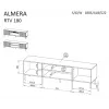 Szafka RTV Cama ALMERA 180,5×42×52,5 cm orzech/kaszmir – blat z płyty wiórowej, rama orzech