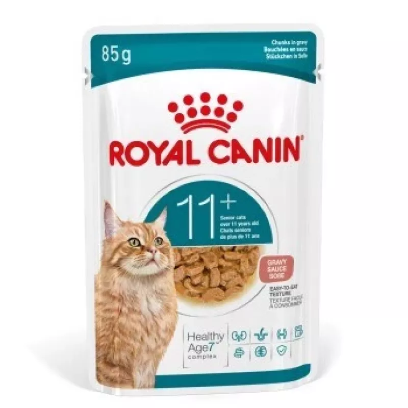 Mokra karma dla kota Royal Canin FHN Ageing 11+ Gravy 12×85 g – kompletne mokre tacki dla seniorów