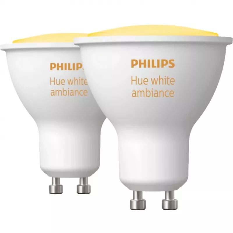 Zestaw dwóch lamp LED GU10 z mostkiem Hue Bridge – Philips Hue biały Ambiance, zamiennik 35 W