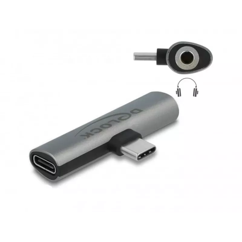 DeLOCK 64186 adapter kablowy USB Type-C USB Type-C + 3.5mm Szary