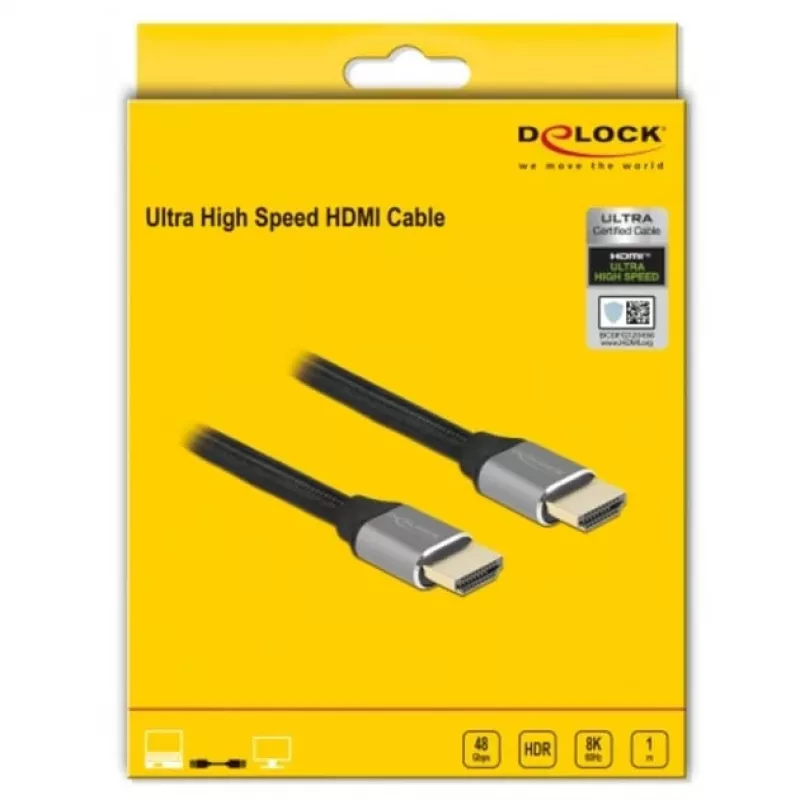 Kabel HDMI DeLOCK Ultra High Speed 48 Gb/s 8K 60 Hz szary 1 m