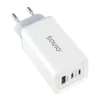 Ładowarka sieciowa SAVIO LA-07 GaN 65W, USB, QC4.0+, PD 3.0, Biała