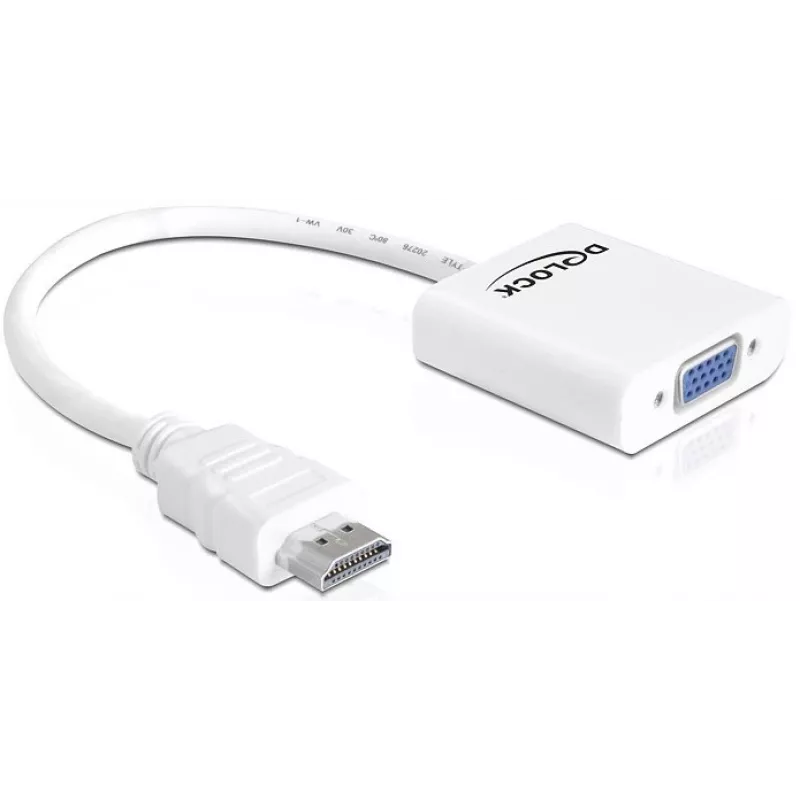 Delock Adapter HDMI-A Stecker > VGA Buchse - Videoadapter - HDMI männlich zu HD-15 (VGA) weiblich - weiß (65346)