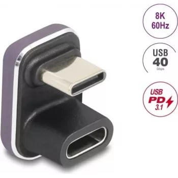 Adapter USB-C DELOCK 60737 180° 40 Gb/s 240 W – kątowy adapter do szybkiego przesyłu danych i zasilania