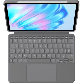 Logitech Combo Touch - Tastatur und Foliohülle - mit Trackpad - hintergrundbeleuchtet - Apple Smart connector - QWERTZ - Schweiz - Oxford Gray - für A