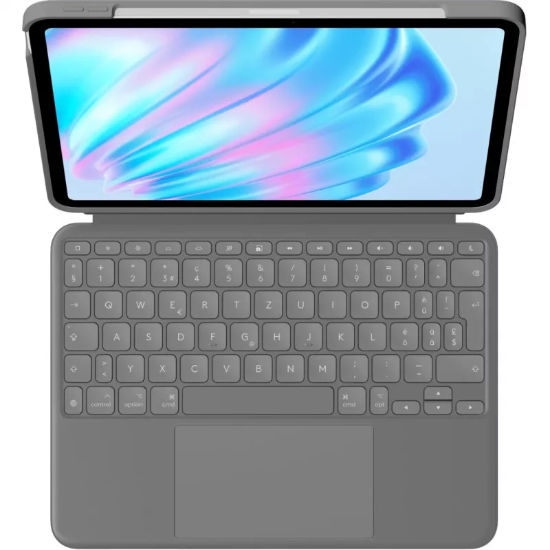 Logitech Combo Touch - Tastatur und Foliohülle - mit Trackpad - hintergrundbeleuchtet - Apple Smart connector - QWERTZ - Schweiz - Oxford Gray - für A