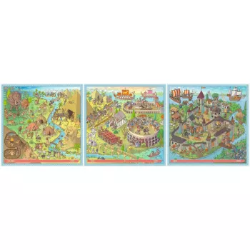Puzzle UP Geschichte - Steinzeit, Altes Rom, Mittelalter 100, 121 i 144 elementy
