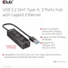 Hub USB CLUB3D USB 3.2 Gen1 Type-A, 3 porty i Gigabit Ethernet