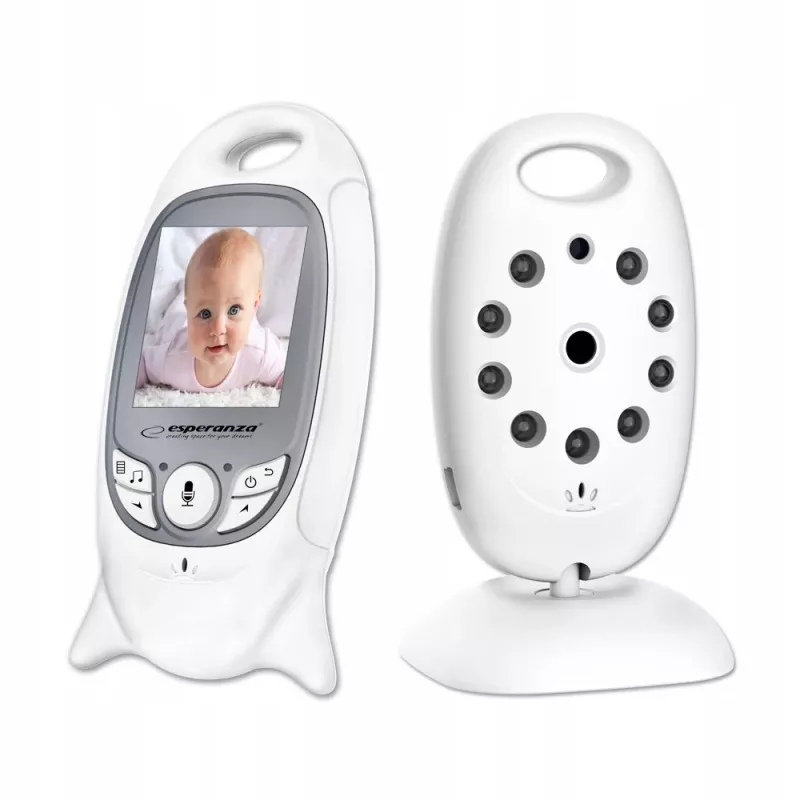 Wideonadzieżowy monitor do opieki nad dzieckiem ESPERANZA EHM001 — 2-calowy LCD, wideo 320×240, noktowizor 5 m, czujnik temperatury, zasięg do 260 m, akumulator LiPo 540 mAh