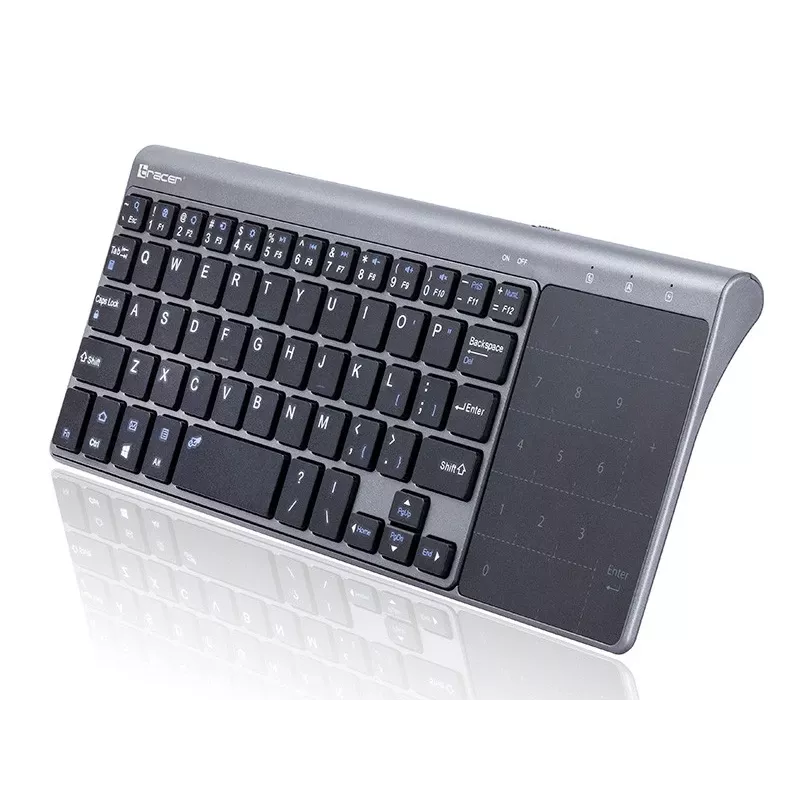Bezprzewodowa klawiatura pełnowymiarowa TRACER TRAKLA46934, QWERTY angielska, nano odbiornik 2,4 GHz, membranowa, czarno-szara