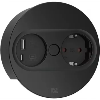 Gniazdo wtyczkowe Typ F + USB A + USB C Bachmann 946.204 stal nierdzewna