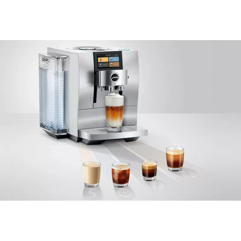 W pełni automatyczny ekspres do kawy JURA Z10 (EB) — zbiornik na wodę 2,4 l, wbudowany młynek, 1450 W, aluminium/biały