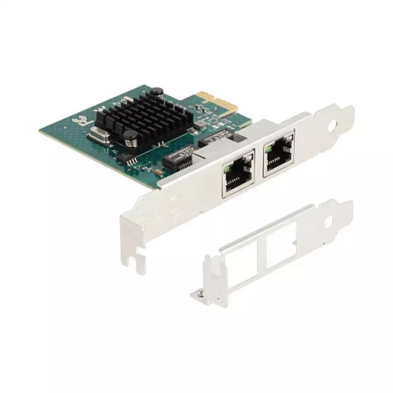 Karta DeLOCK PCI Express x1 na 2 x RJ45 Gigabit LAN BCM, szara