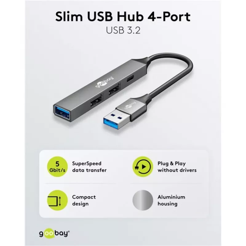 Goobay Slim 4-Port USB-Hub, USB-A na USB-C™/USB-A, USB 3.2 (74458)