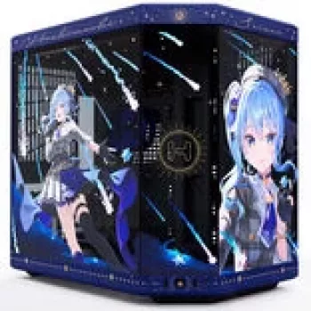 Obudowa komputerowa HYTE Y70 Hoshimachi Suisei niebieski Tempered Glass — średnia wieża ATX z panelami ze szkła hartowanego
