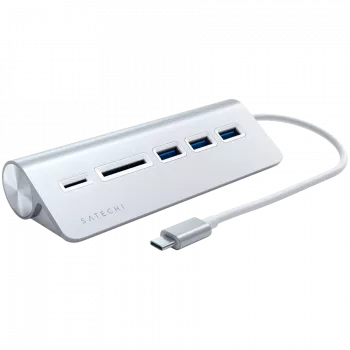 Satechi Type-C Aluminium USB Hub & Card Reader, Srebrny, ST-TCHCRS