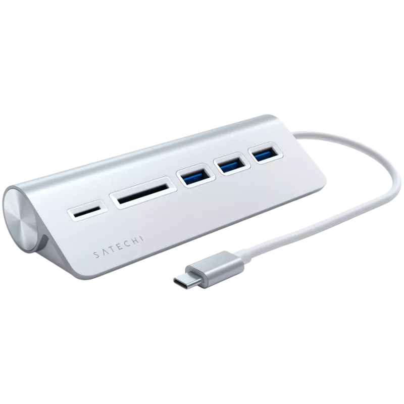 Satechi Type-C Aluminium USB Hub & Card Reader, Srebrny, ST-TCHCRS