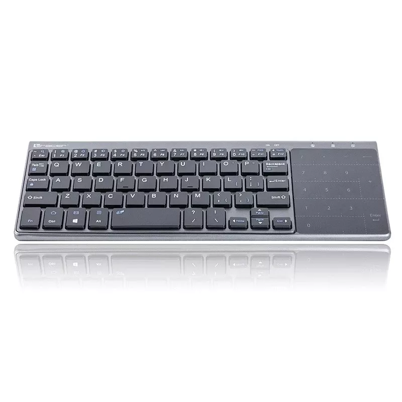 Bezprzewodowa klawiatura pełnowymiarowa TRACER TRAKLA46934, QWERTY angielska, nano odbiornik 2,4 GHz, membranowa, czarno-szara