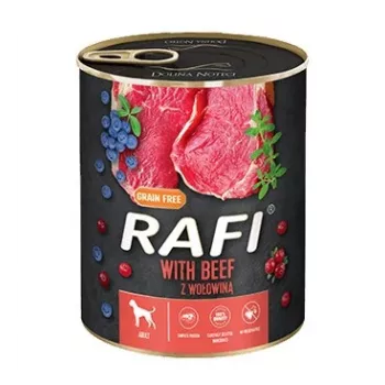 Dolina Noteci Rafi mokra karma dla psów z wołowiną, borówkami i żurawiną - 800g