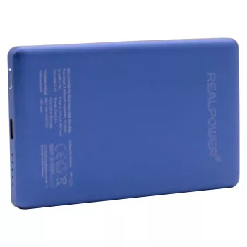 Powerbank RealPower PB-5000 MAG 5000 mAh z ładowaniem bezprzewodowym kompatybilnym z MagSafe, USB-C, moc wyjściowa 20 W, niebieski