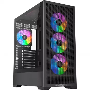 Obudowa komputerowa Silentware Core 100 A-RGB Czarny — model CORE100Czarny, oświetlenie A-RGB, format mid-tower