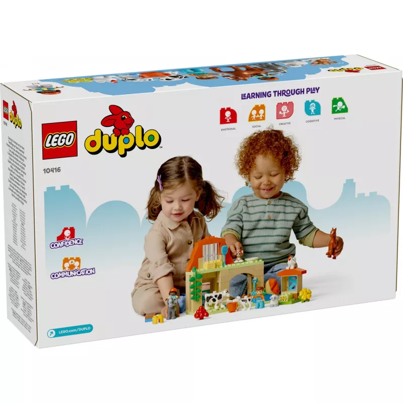 Zestaw konstrukcyjny LEGO DUPLO Opieka nad zwierzętami gospodarskimi 10416 — 74 elementy, 2 minifigurki, wiek 2+