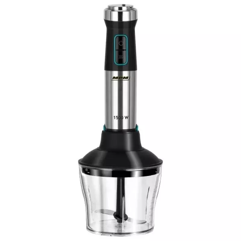 Blender ręczny MPM MBL-42M — 1500 W, obudowa ze stali nierdzewnej, regulacja prędkości, turbo, akcesoria