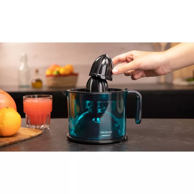 EssentialVita Adjust Czarny, wyciskarka do cytrusów czarno-niebieska