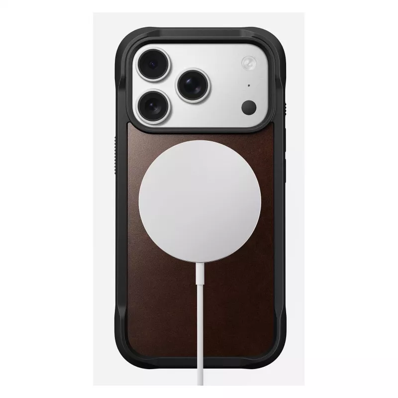 Pokrowiec na telefon Nomad Rugged Leather etui do iPhone 17 Pro, 6.3 cala (16 cm), brązowy, skóra/TPU/aluminium