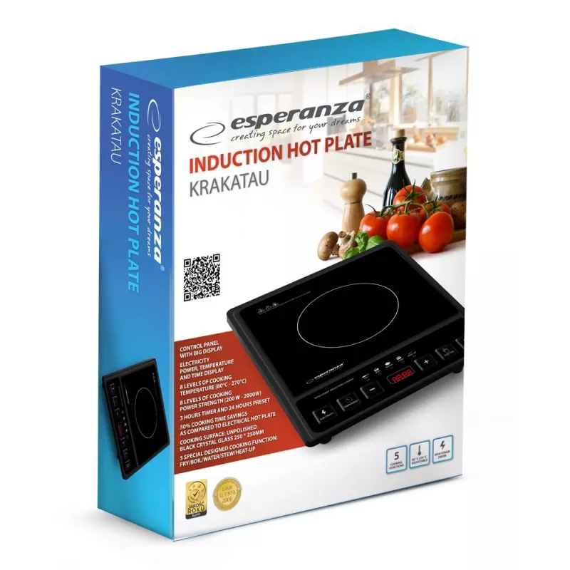 Esperanza EKH011 Płyta grzewcza Czarny Płaska powierzchnia Indukcyjna 1 Fornello(i)