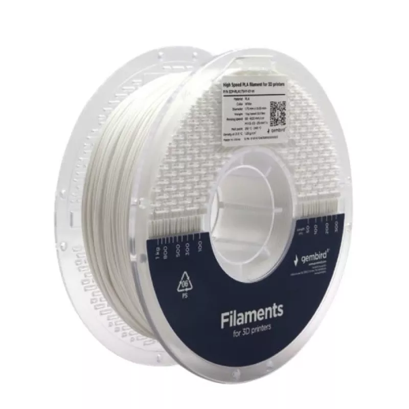 Filament do druku 3D GEMBIRD PLA 1,75 mm biały 1 kg