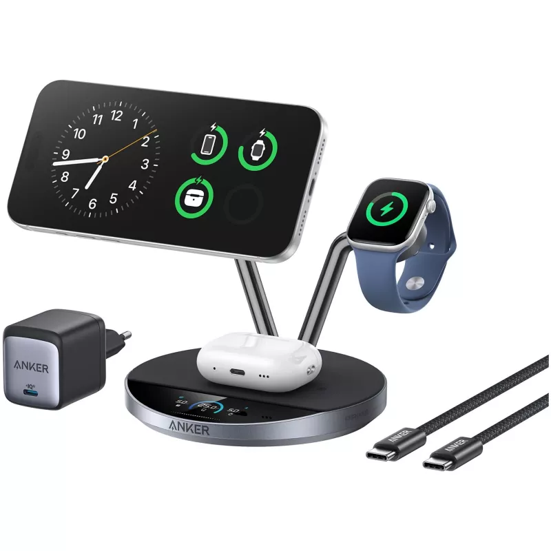 Anker Prime Bezprzewodowa Stacja Ładująca Qi2.2 25W (3 w 1, MagGo, AirCool, Stacja Dokująca) z zasilaczem
