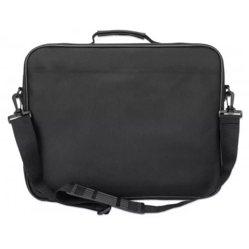 Torba na laptop Manhattan Cambridge 15,6 cala, konstrukcja typu clamshell, czarna, LOW COST, kieszeń na akcesoria, komora na dokumenty z tyłu, pasek na ramię (odpinany), odpowiednik Targus TAR300, pokrowiec na notebook, trzyletnia gwarancja
