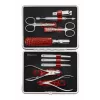 Zwilling Classic, zestaw do manicure ze stali nierdzewnej – etui skórzane, 10 szt. – czerwony