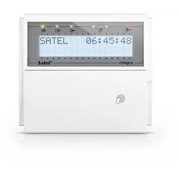 SATEL klawiatura LCD (białe podświetlenie, czytnik kart zbliżeniowych 125 kHz) INT-KLCDR-W